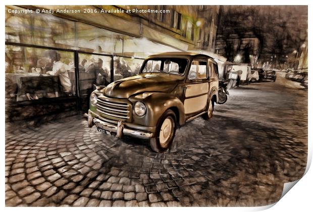 Romantic Evening in Trastevere Roma Print by Andy Anderson