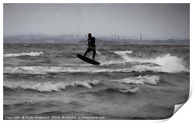 Kite Surfing Scotland Print by Andy Anderson