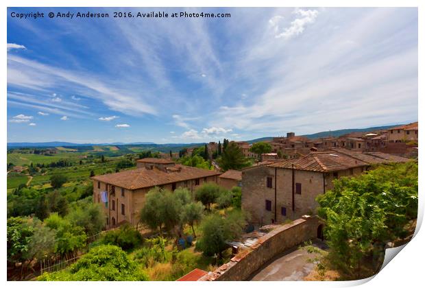 Artistic Tuscany - San Gimignano Print by Andy Anderson