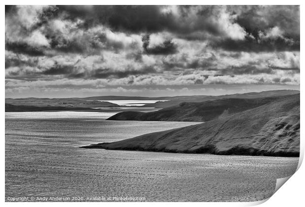 Shetland Moody Cloudy Day Print by Andy Anderson