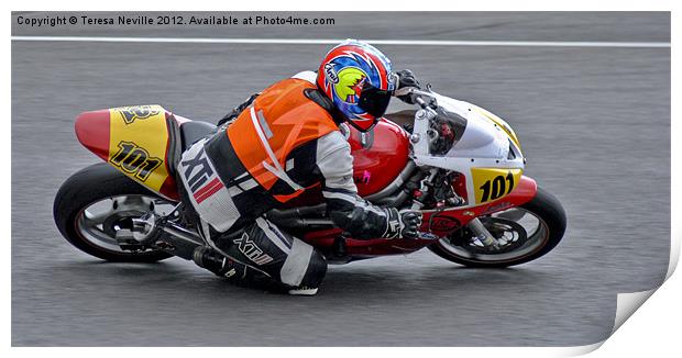 Motorcycle club racing Print by Teresa Neville