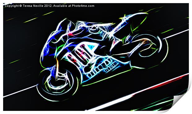 Motorcycle Racer Print by Teresa Neville