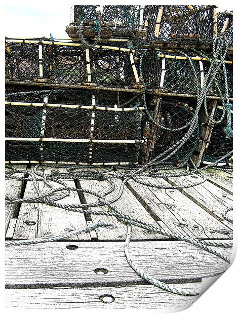 Whitby Lobster Pots Print by Elizabeth Wilson-Stephen