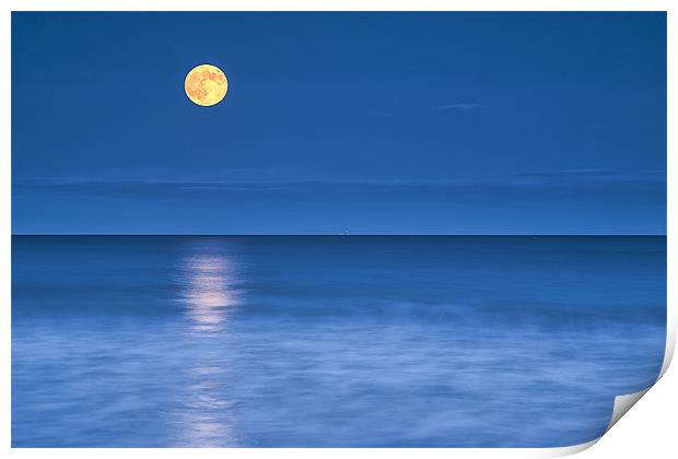 Super Moon iver the Sea Print by Jennie Franklin