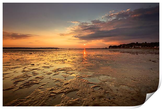 August Sunset at Sandbanks Poole Print by Jennie Franklin