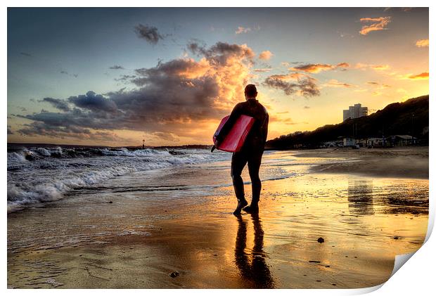  Surfer at Sundown Print by Jennie Franklin