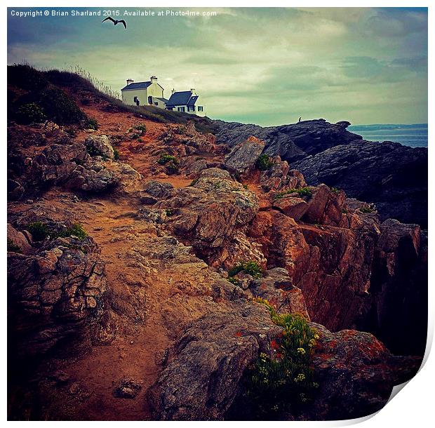  House on the cliffs at Le Pouldu, Finistère, Bret Print by Brian Sharland