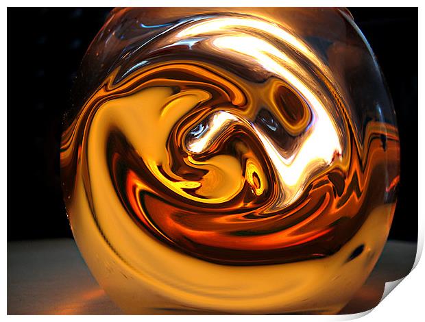 Warm Swirly globe on desk Print by sean walters