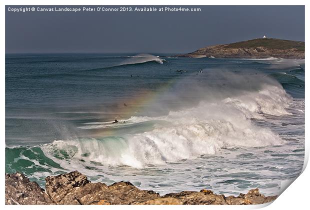 Fistral Newquay Rainbow Print by Canvas Landscape Peter O'Connor