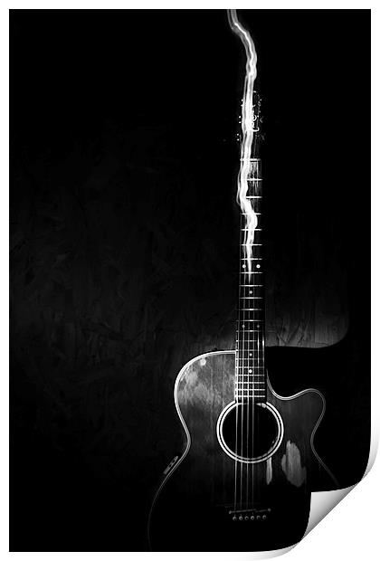Acoustic Guitar black and white Print by Canvas Landscape Peter O'Connor