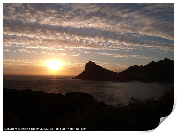 Sunset from Chapman's Peak Drive Print by Valerie Brown