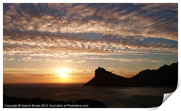 Sunset from Chapman's Peak Print by Valerie Brown
