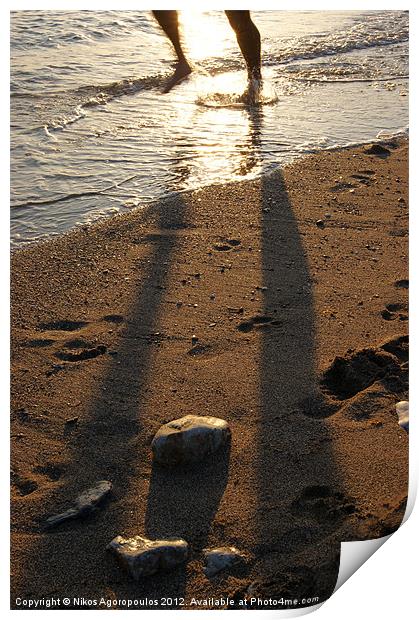 Human shadow on the sand Print by Alfani Photography