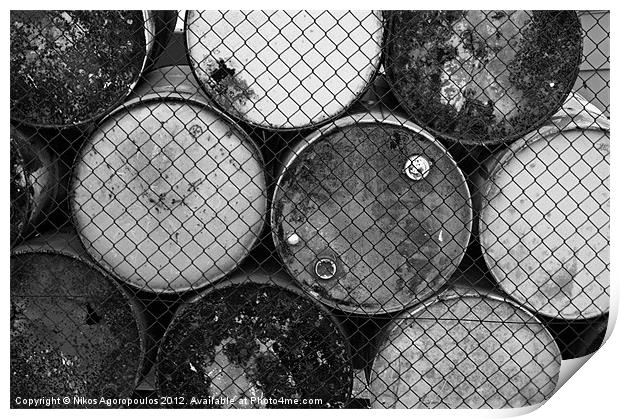 Trapped barrels 2 Print by Alfani Photography