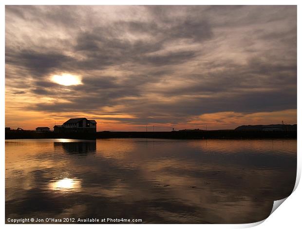 STORNOWAY HARBOUR DEAD CALM GLASS Print by Jon O'Hara