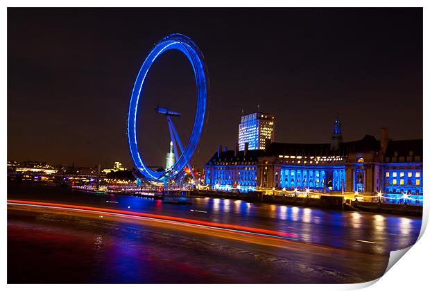 LONDON EYE AT NIGHT Print by Matthew Burniston