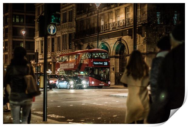 London bus at night  Print by Alan Matkin