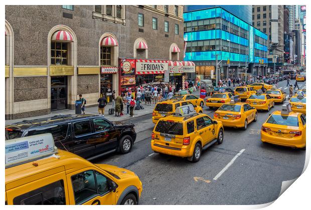 NYC Yellow Cabs Print by Alan Matkin