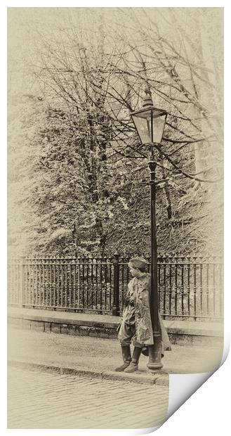 Leaning on a lamp post. Print by Alan Matkin