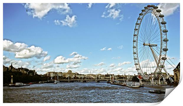 London Eye & Hungerford Bridge Print by David Shackle