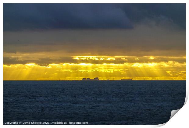 Golden Sunset Over Dungeness Power Station Print by David Shackle