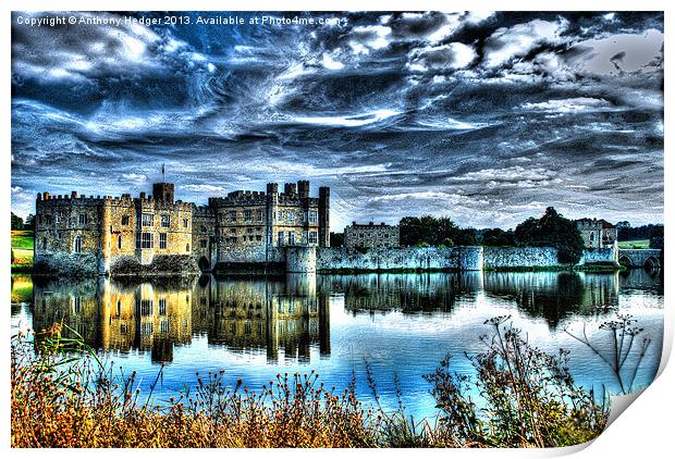 Leeds Castle. Print by Anthony Hedger