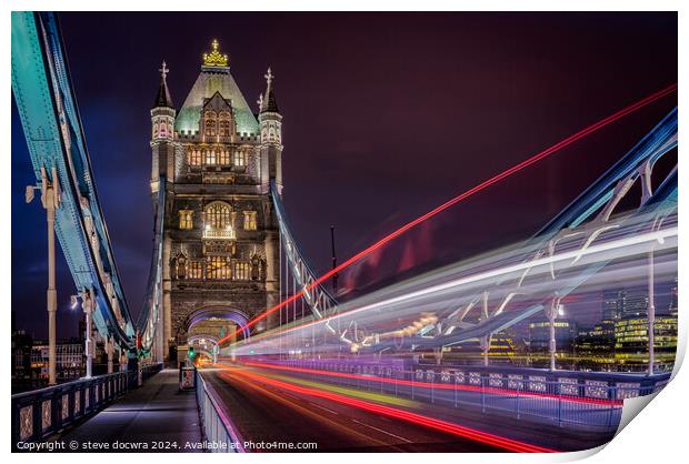 London Nightfall:  Tower Bridge Print by steve docwra
