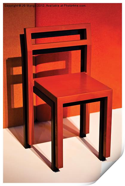 Red Chair on Black Chair Print by JG Mango