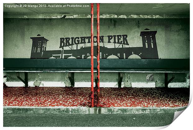 Brighton Pier Shelter Print by JG Mango