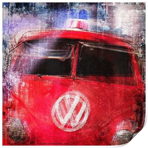 VW Fire Engine Print by JG Mango