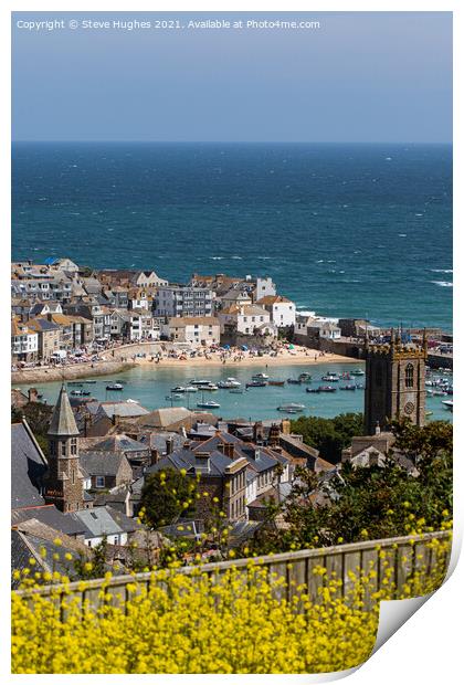 Looking down on St Ives Print by Steve Hughes