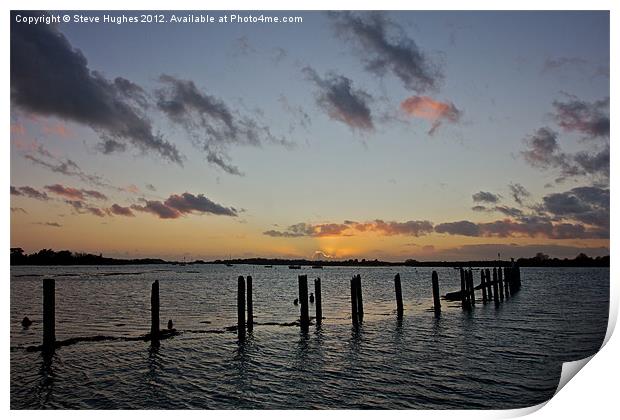 Across the water at Sunset Print by Steve Hughes
