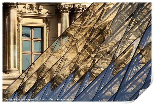 New and Old at The Louvre Print by Steve Hughes