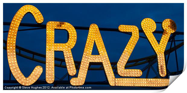 Crazy amusement lights Print by Steve Hughes