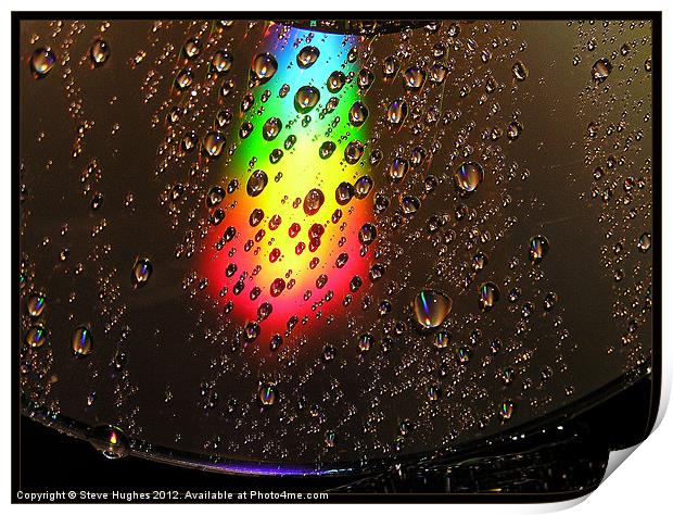 Water Droplets on a cd  Print by Steve Hughes
