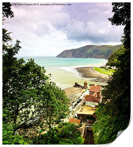 Looking back towards Lynmouth Print by Steve Hughes