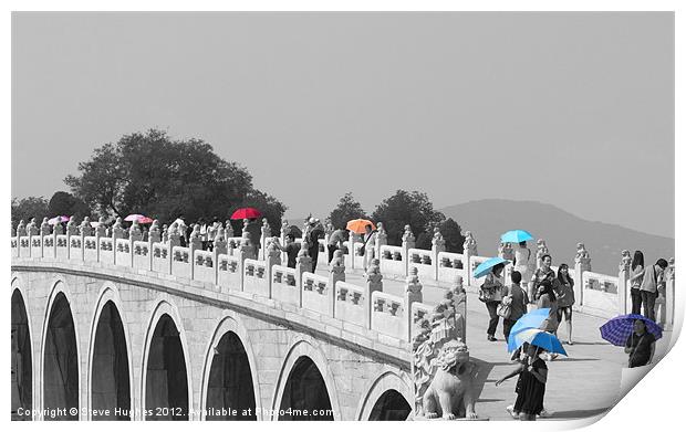 Umbrellas in China selective colouring Print by Steve Hughes