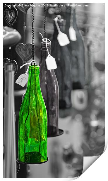 One Green Bottle hanging on wall Print by Steve Hughes