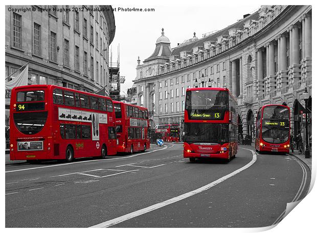 London Scene red buses Print by Steve Hughes
