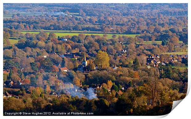 Looking across Surrey from Box Hill Print by Steve Hughes