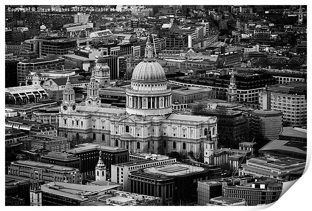 St Pauls cathedral black and white Print by Steve Hughes