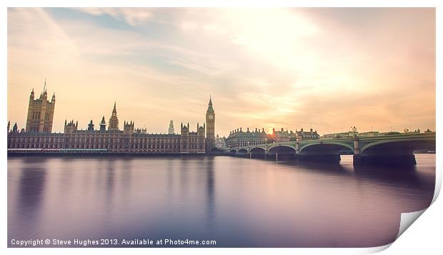Big Ben and Westminster Bridge Print by Steve Hughes