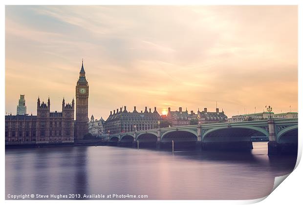 Sunset over London Print by Steve Hughes