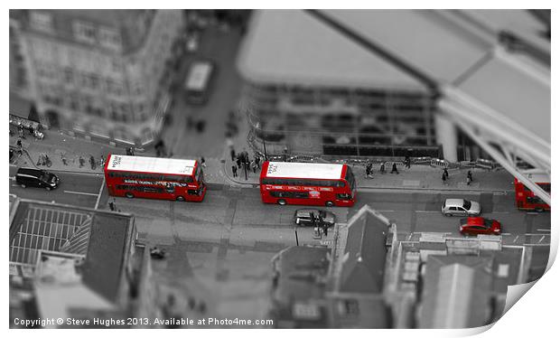 London Buses from above Print by Steve Hughes