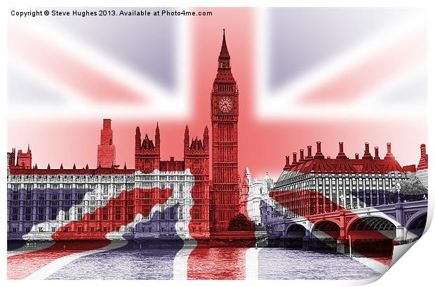 Big Ben Union Jack Print by Steve Hughes