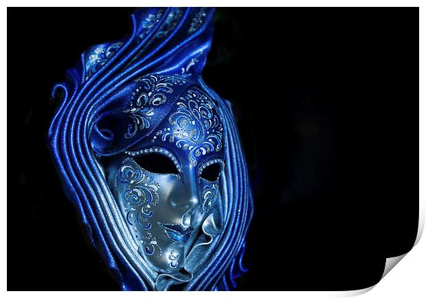 Blue Venetian Mask Print by Steve Hughes
