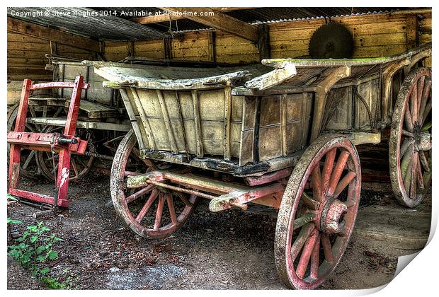 Vintage farm hay carts Print by Steve Hughes