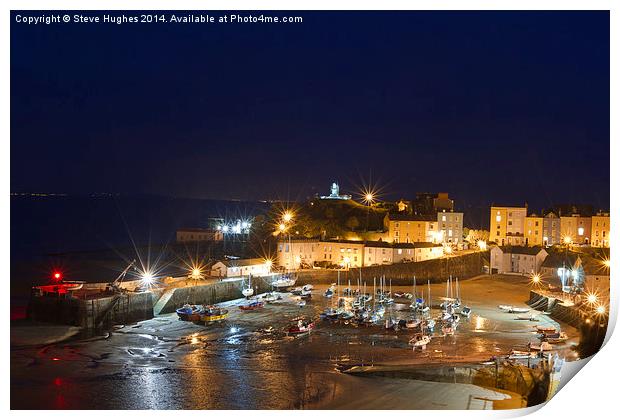 Evening at Tenby Harbour Print by Steve Hughes