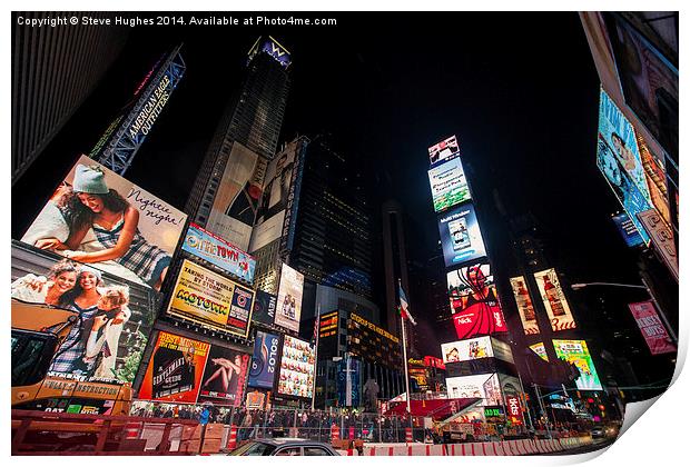  Bright Neon lights of Times Square Print by Steve Hughes