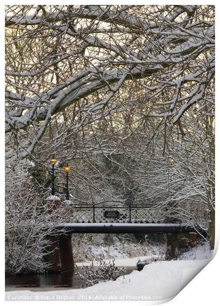 Kiln Bridge In Winter Print by Steve Hughes